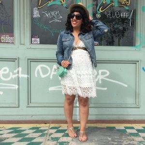 Tobi Lace All Around Ivory Skater Dress